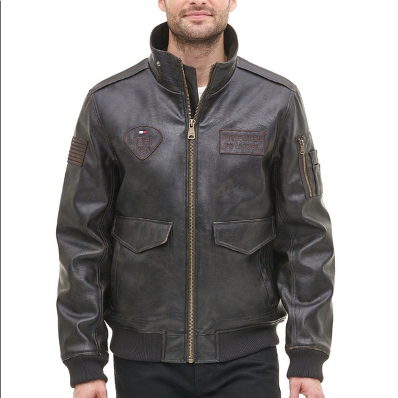 Men’s Top Gun Faux Leather Aviator Bomber Jacket - Picture 2 of 7